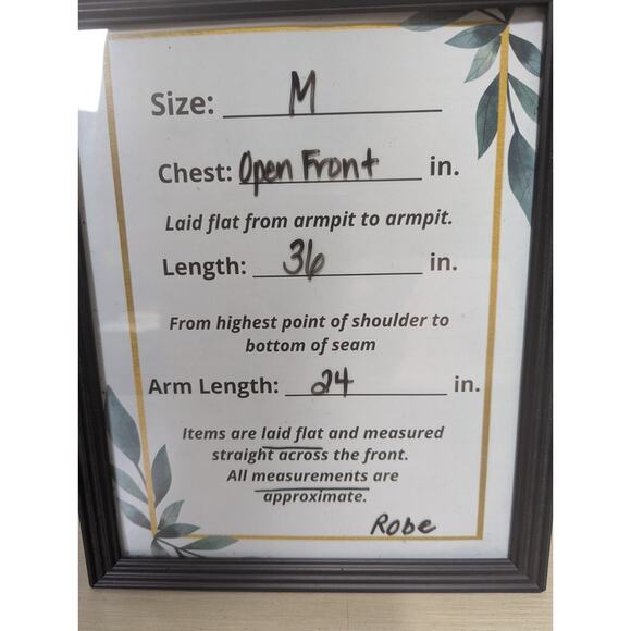 Vintage Cinema Etoile Size M Black Sheer Lace Open Front Robe Made In USA 36" L - Picture 9 of 9